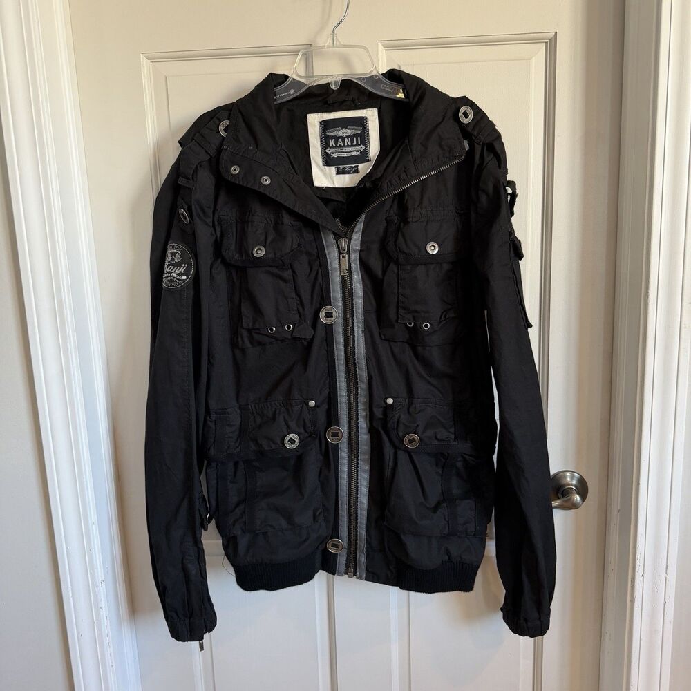 Kanji Piston Pushers oxford street Black Jacket Mens XL Zip Embroidered Patch